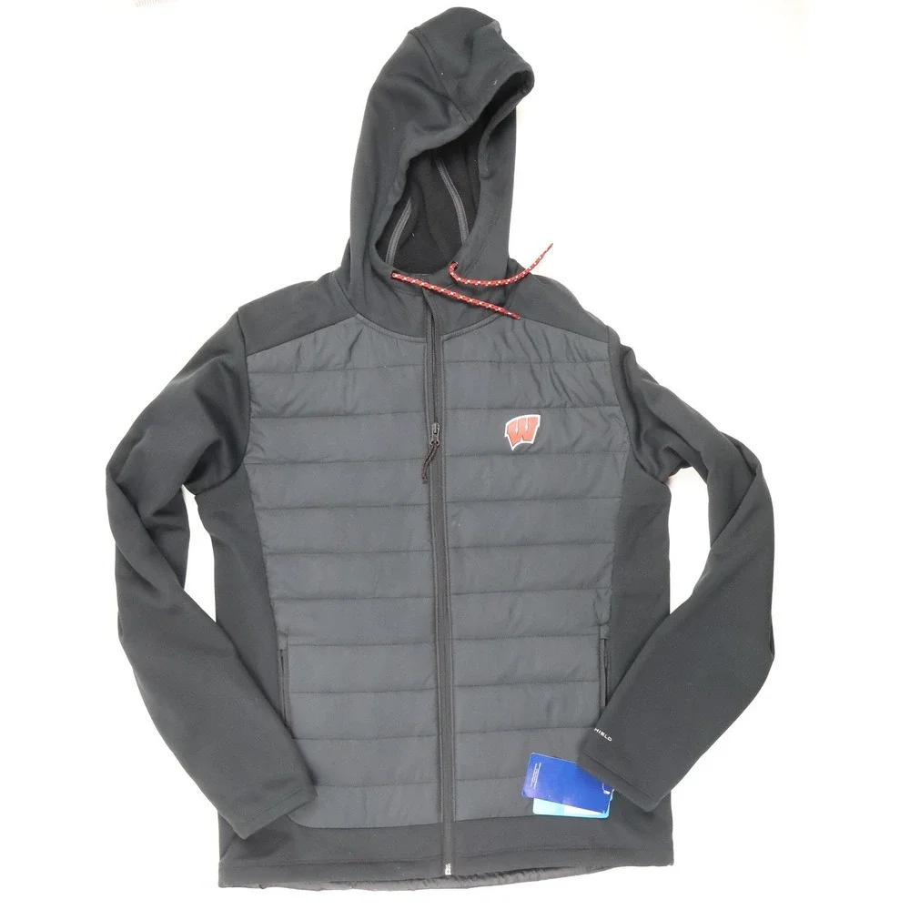 Columbia CLG Out-Shield Hybrid Hoodie Wisconsin Badgers Black M NEW MSRP 120